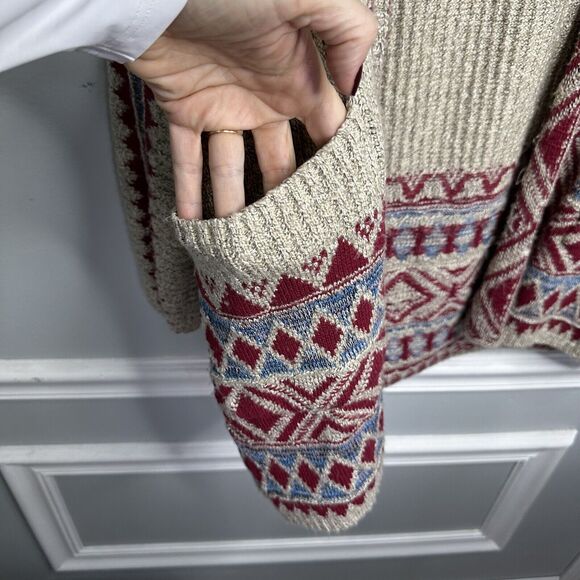 Lucky Brand Open Front Duster Cardigan Womens Sz Large Southwestern Blanket - Picture 4 of 10